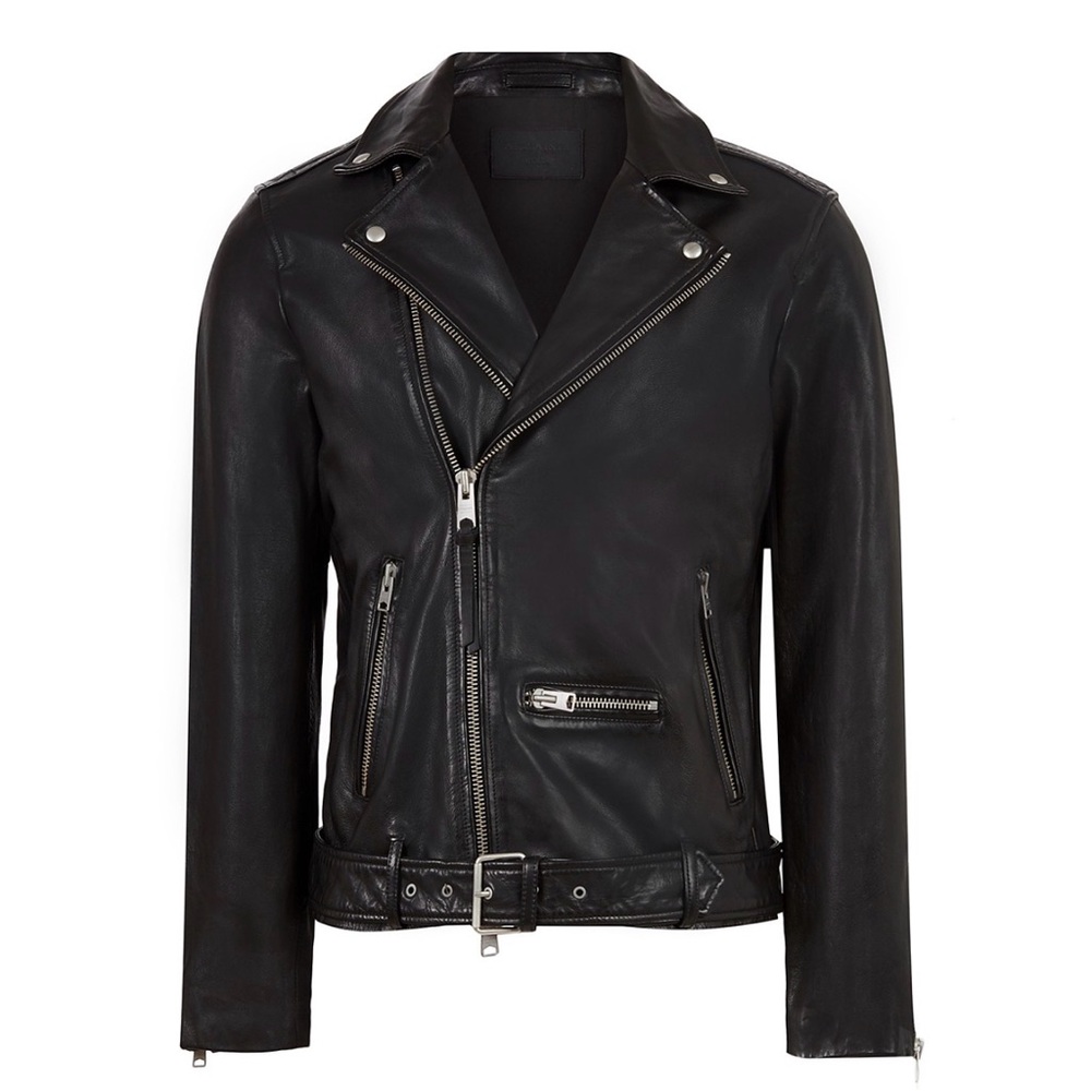 All Saints Wick Biker Moto Black Sheep Leather Jacket